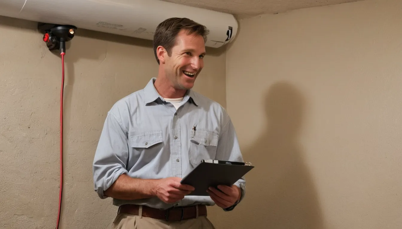 Homeowner and pest control provider inspecting a basement foundation wall for termite damage in Naperville